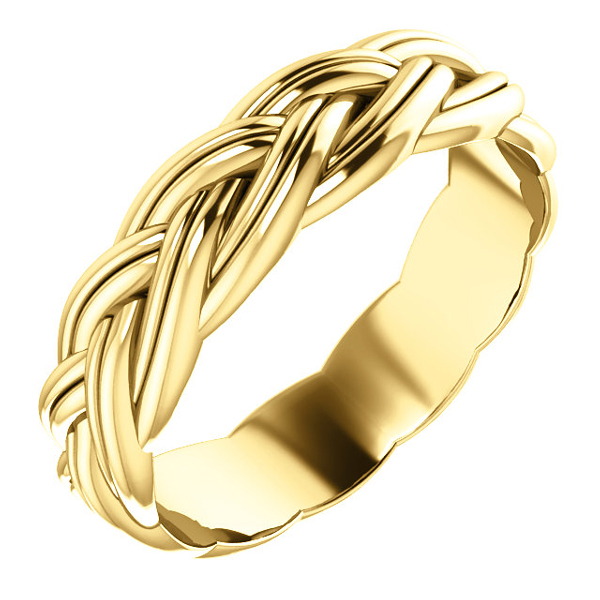 Sculptured Woven Wedding Band Ring, 14K Yellow Gold