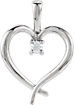 Single Diamond Heart Necklace in White Gold