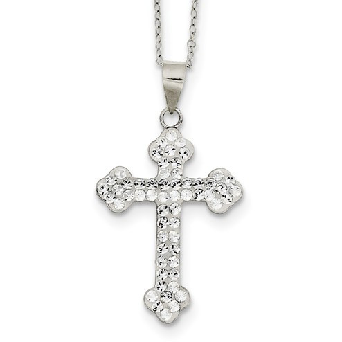 Sterling Silver Stellux Crystal Cross Necklace