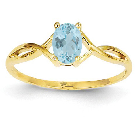 Twist Design Aquamarine Birthstone Ring in 14K Yellow Gold