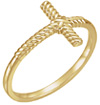 Twisted Rope Women's Cross Ring in 14K Gold