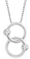 Two-Stone Diamond Circle Love Necklace, 14K White Gold