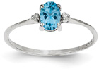 Blue Topaz and Diamond Birthstone Ring, 14K White Gold