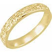 Carved Floral Wedding Band Ring for Women, 14K Gold