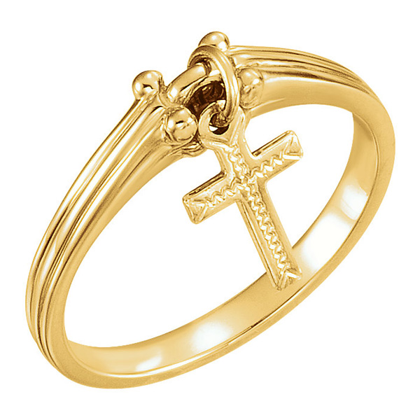 Dangle Cross Ring for Women in 14K Gold