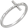 Sterling Silver Diamond Cross Ring for Women