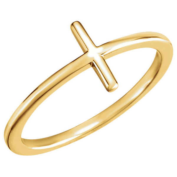 Women's Plain Cross Ring in 14K Gold