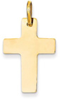 Flat Plain Polished Cross Pendant 14K Gold