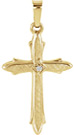 Textured Women's Diamond Cross Pendant, 14K Gold