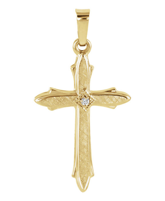 Textures Women's Diamond Cross Pendant in 14k Yellow Gold