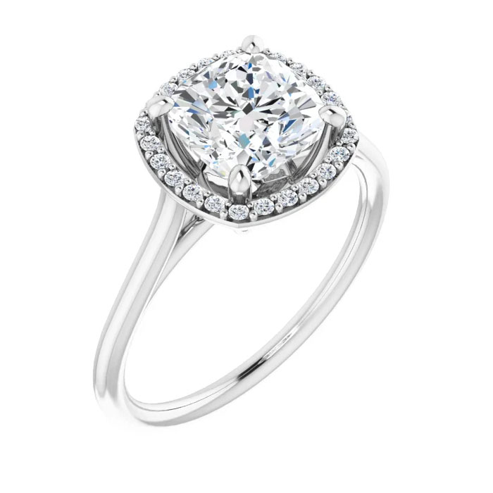 1.42 Carat Lab-Made Cushion-Cut Diamond Halo Engagement Ring