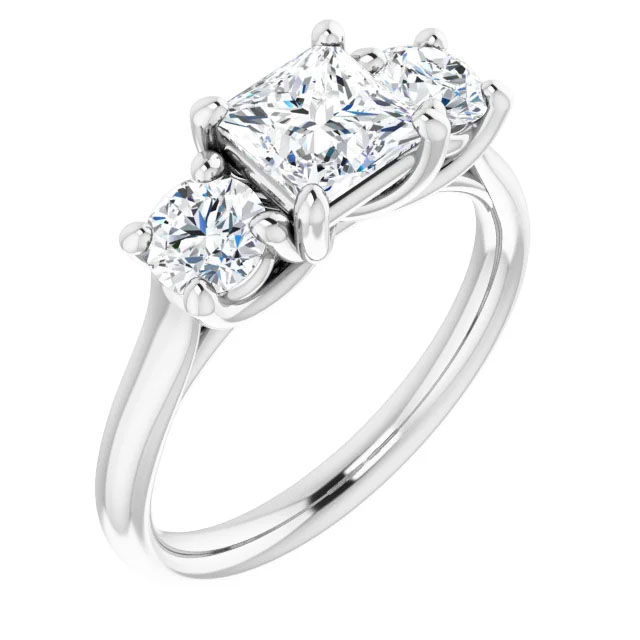 1.67 Carat Lab-Grown Priness-Cut Three-Stone Diamond Engagement Ring﻿