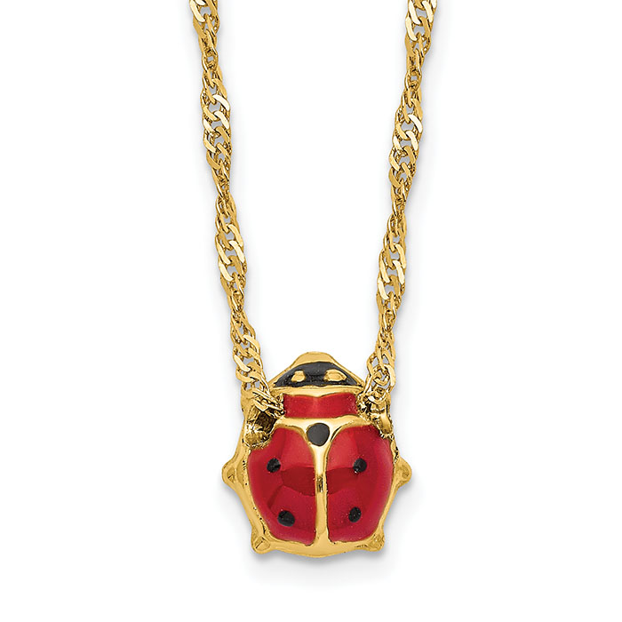 italian ladybug charm necklace 14k gold