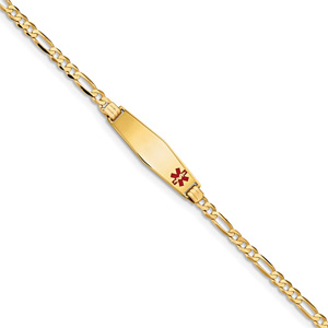 8 Inch 14K Gold Figaro Link Medical ID Bracelet