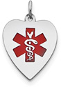 Heart Medical ID Pendant Necklace in Sterling Silver
