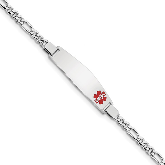 Medical ID Figaro Bracelet in Sterling Silver for Women