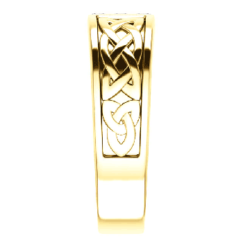 3-Stone Diamond Celtic Ring for Men, 14K Yellow Gold 2