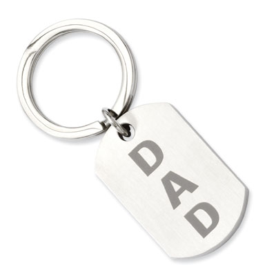 Dad Engraved Stainless Steel Key Ring
