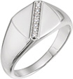 Men's 1/10 Carat Diagonal Design Diamond Ring, 14K White Gold