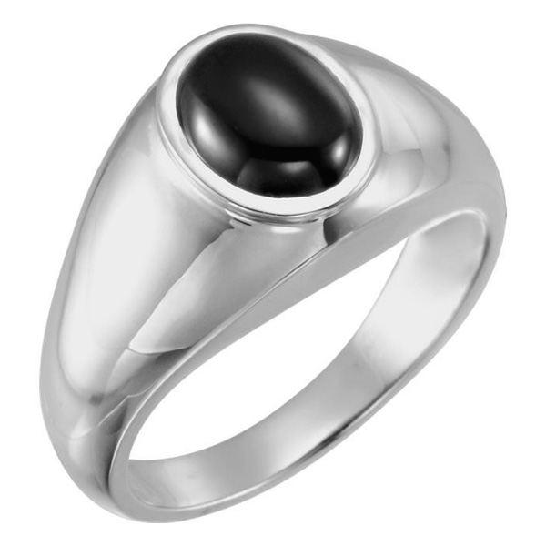 Men's Sterling Silver Cabochon Onyx Ring