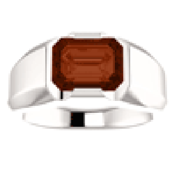 Men's Emerald-Cut Garnet 14K White Gold Solitaire Ring 3