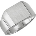 Men's Solid 14K White Gold Engravable Signet Ring