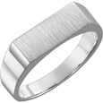 Men's White Gold Rectangular Engravable Signet Ring