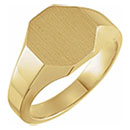 Octagon Engravable Signet Ring for Men 14K Solid Gold