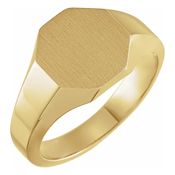 Octagon Engravable Signet Ring for Men 14K Solid Gold