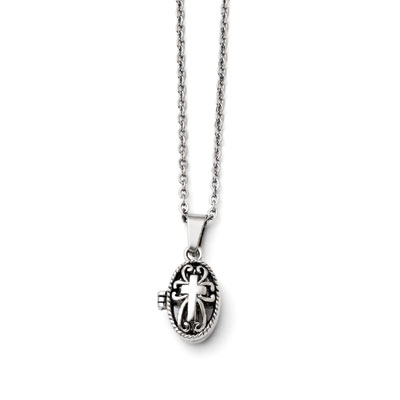 Prayer Box Stainless Steel Cross Necklace