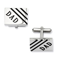 Stainless Steel Dad Cuff Links with Black Enamel