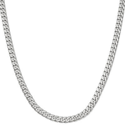 5mm 14K White Gold Miami Cuban Link Chain Necklace