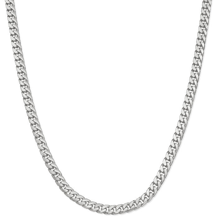 5mm 14K White Gold Miami Cuban Link Chain Necklace