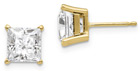 2.36 Carat Moissanite Princess-Cut Stud Earrings in 14K Yellow Gold