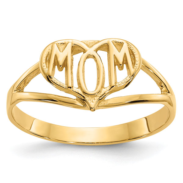 14K Gold Mom Heart Ring