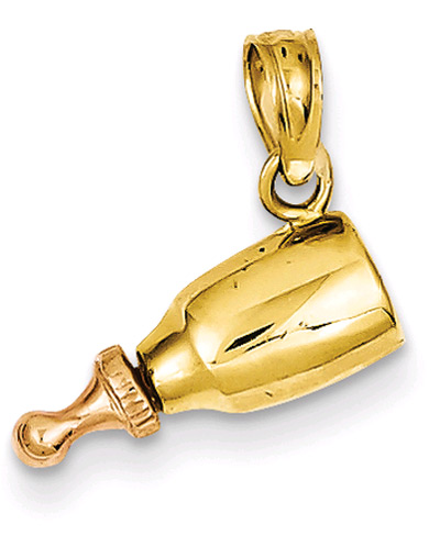 Baby Bottle Pendant Charm in 14K Yellow and Rose Gold