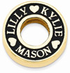 Custom Antiqued Family Trio Name Circle Pendant, 14K Gold