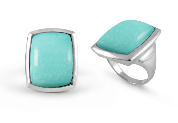 Baguette Turquoise Stone Ring in Sterling Silver