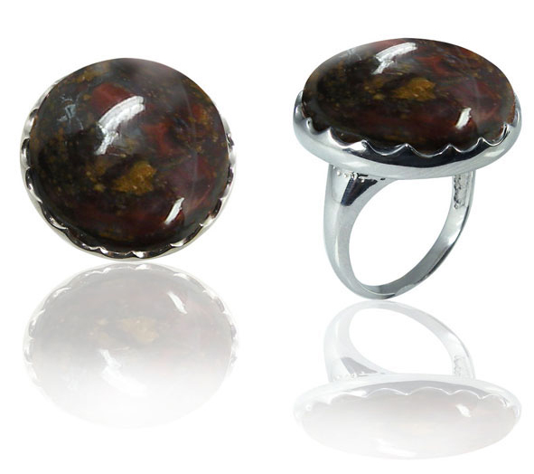 Large Round Pietersite Ring in Silver