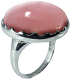 Large Round Pink Opal Ring in Sterling Silver