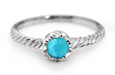 Natural Turquoise Silver Twist Ring
