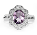 Oval Amethyst and Pear-Shaped CZ Ring in Silver