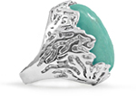 Oval Turquoise Etched Silver Ring