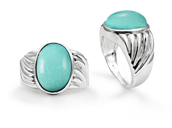 Silver Oval Turquoise Twist Ring