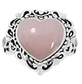 Pink Opal Heart-Shaped Ring in Silver