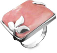Square Peru Pink Opal Flower Ring in Silver