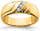 0.15 Carat Diamond Three Stone Men's Diamond Ring, 14K Gold