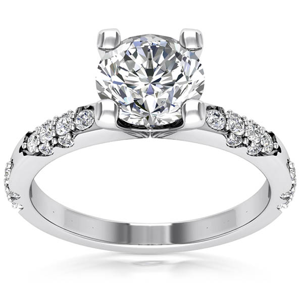 1.07 Carat Diamond Engagement Ring with Cluster of Side Diamonds