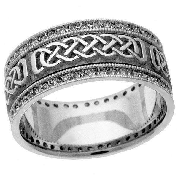 1/2 Carat Wide Diamond Celtic Wedding Band Ring for Women