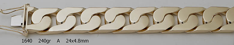 14k solid gold extra-wide and heavy 24mm designer flatcurb link bracelet